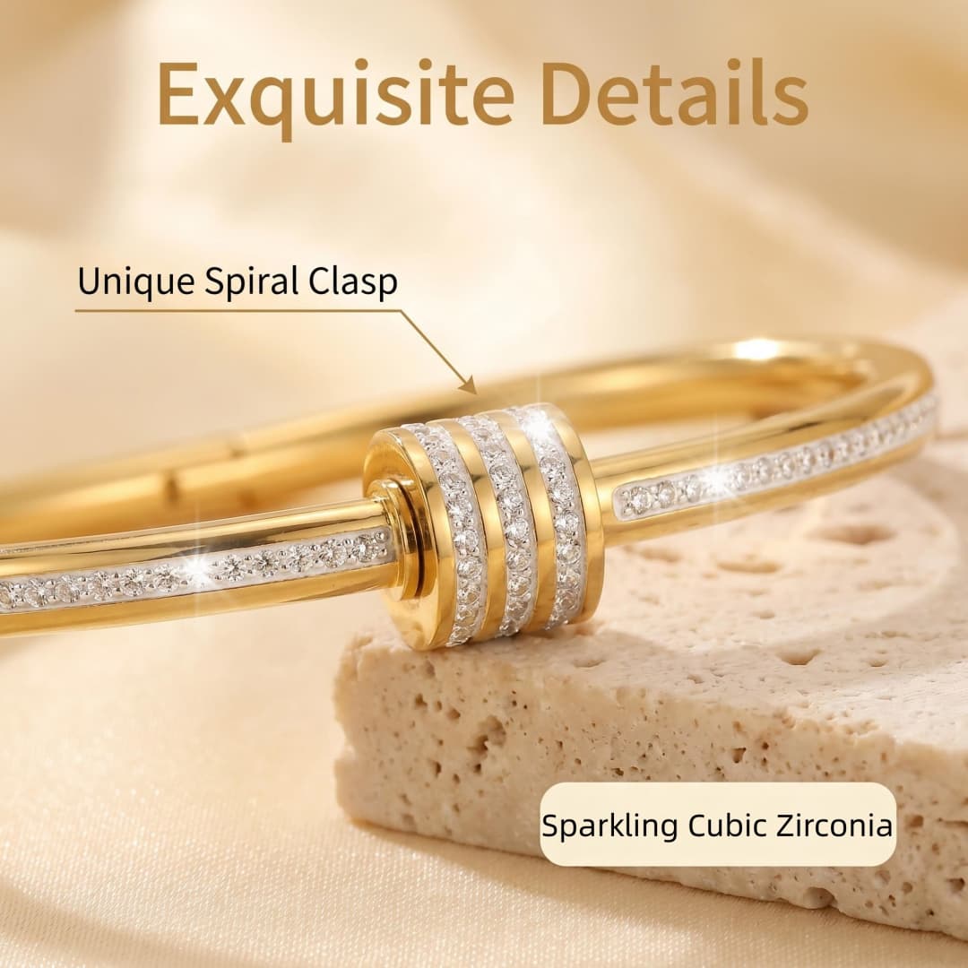Women's Hypoallergenic Bangle Bracelet, Elegant Hinged Cuff